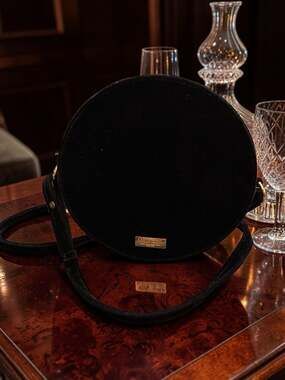 Carolina Herrera Good Girl Black Velvet Circular Crossbody Bag